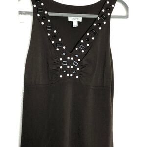 Ann Taylor Loft beaded neckline tank top. Size Medium in brown